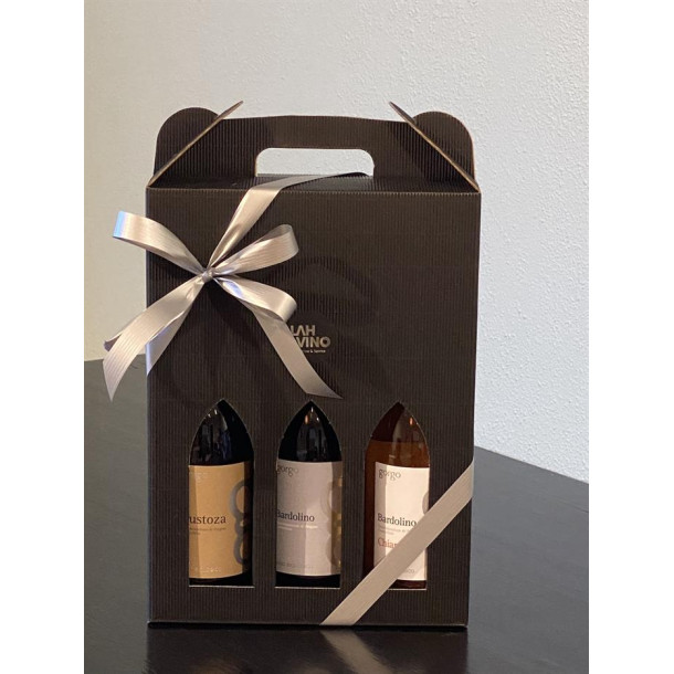 Gaveske med 1 fl. Bardolino 1 fl. Bardolino Chiaretto 1 fl. Custoza DOC kologisk